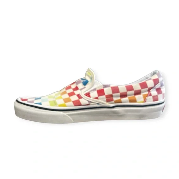 ❌VANS Rainbow Checkered Slip-On Canvas Sneakers, Men's 7.5 Wom's 9 - Picture 6 of 11